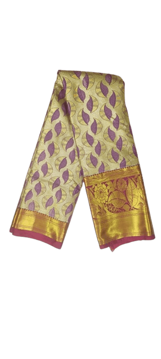 Cream color traditional silk saree with zari border