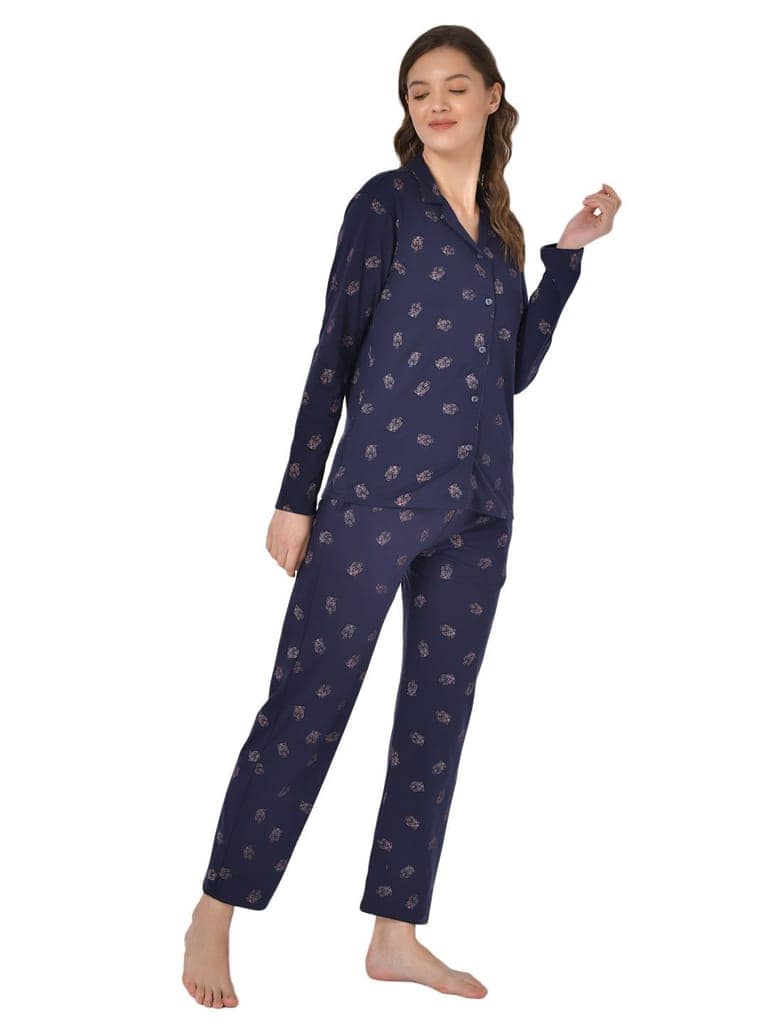 Klamotten Women's Baby Pink Allover Printed Top Pyjama Set N53N view 4