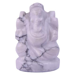 Howlite Crystal Ganesha,Handmade God Ganpati, Ganesha for Pooja, Home Décor, Car Dashboard and Pooja(KI_084) by Krishna Impex