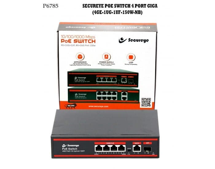 Secureye 4 Port +2 UP Link Poe Network Switch 10/100 MBPS 6 Ports 100 Mbps Network Switch view 4