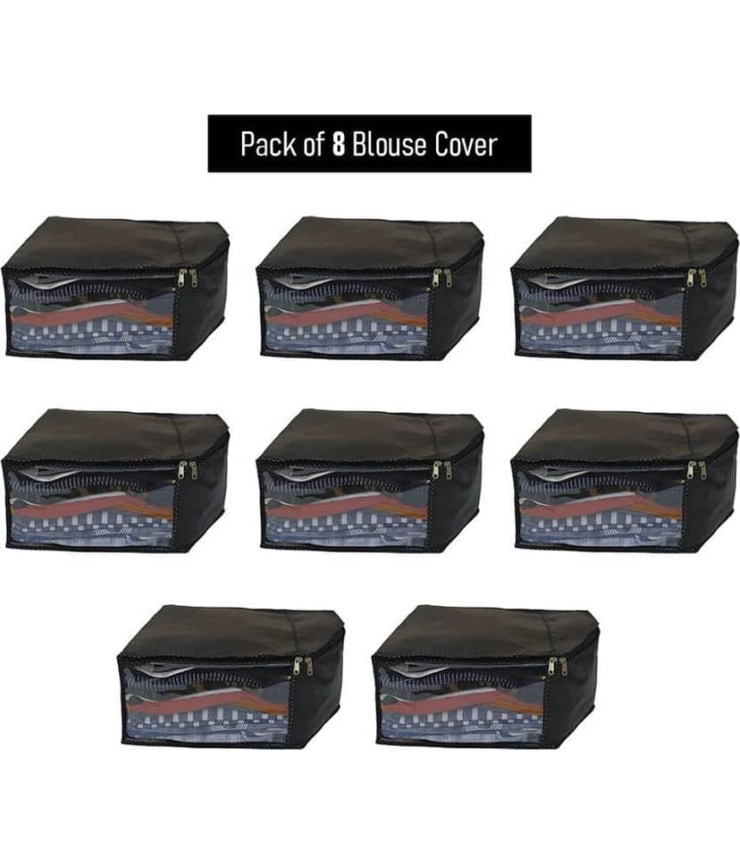Sh Nasima Blouse Covers Organizer Non Woven Blouse Storage Bag With Transparent Window Black less pack Of 8