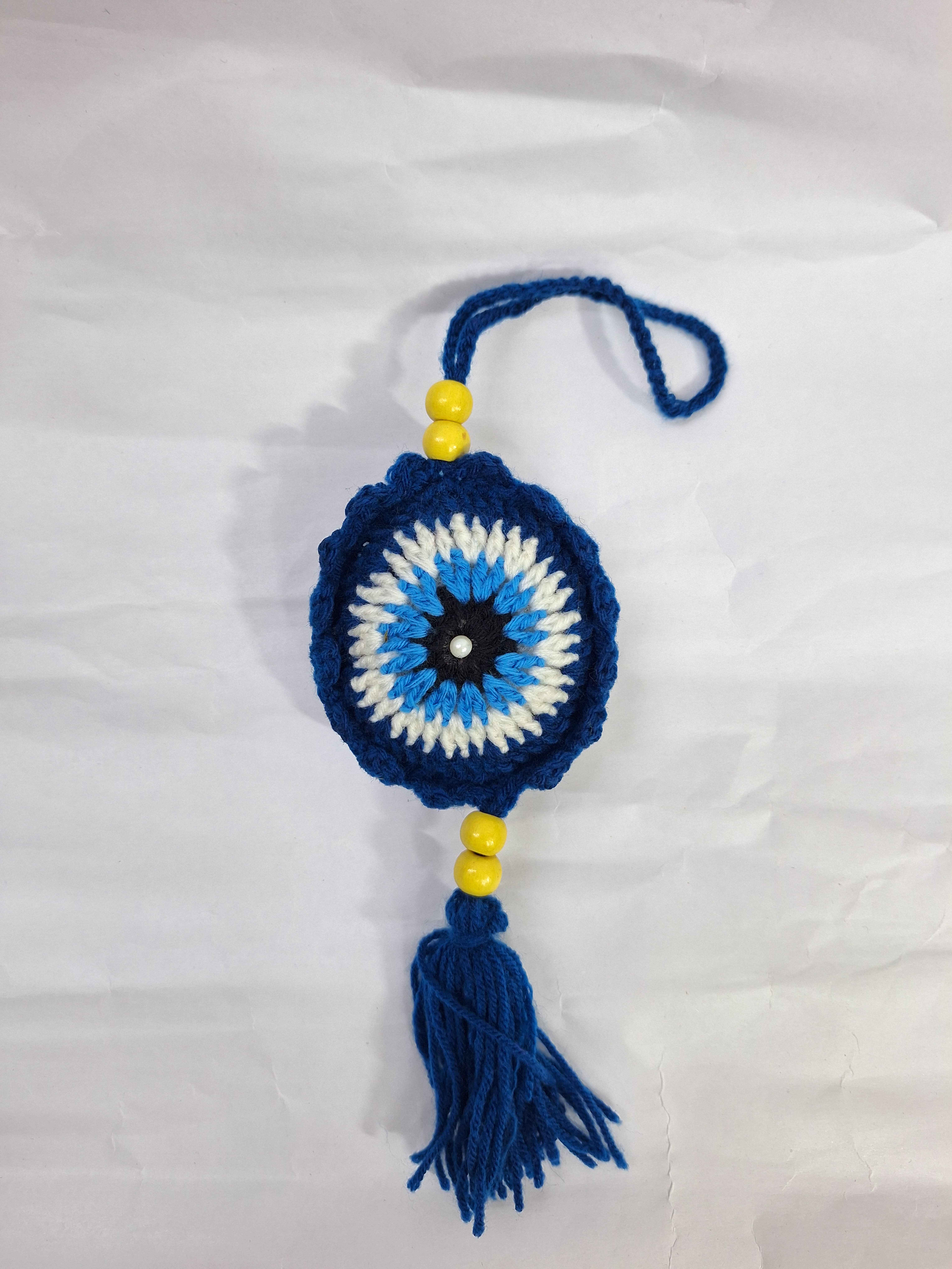 CROSHIA HUT Handmade Crochet Evil Eye Keychain