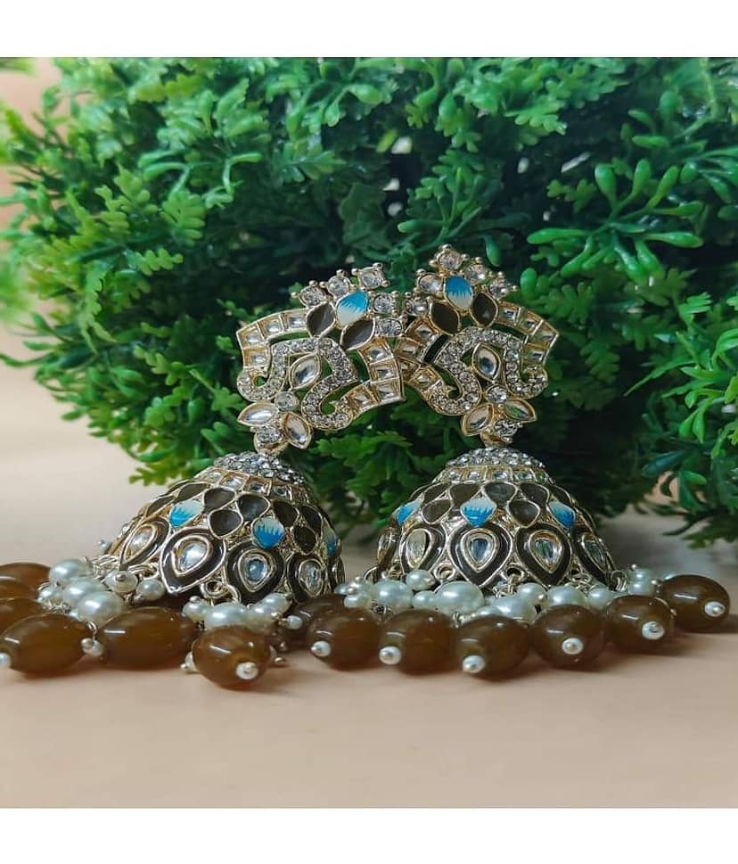 Jiyanshi fashion Brown Jhumki Earrings ( Pack of 1 )