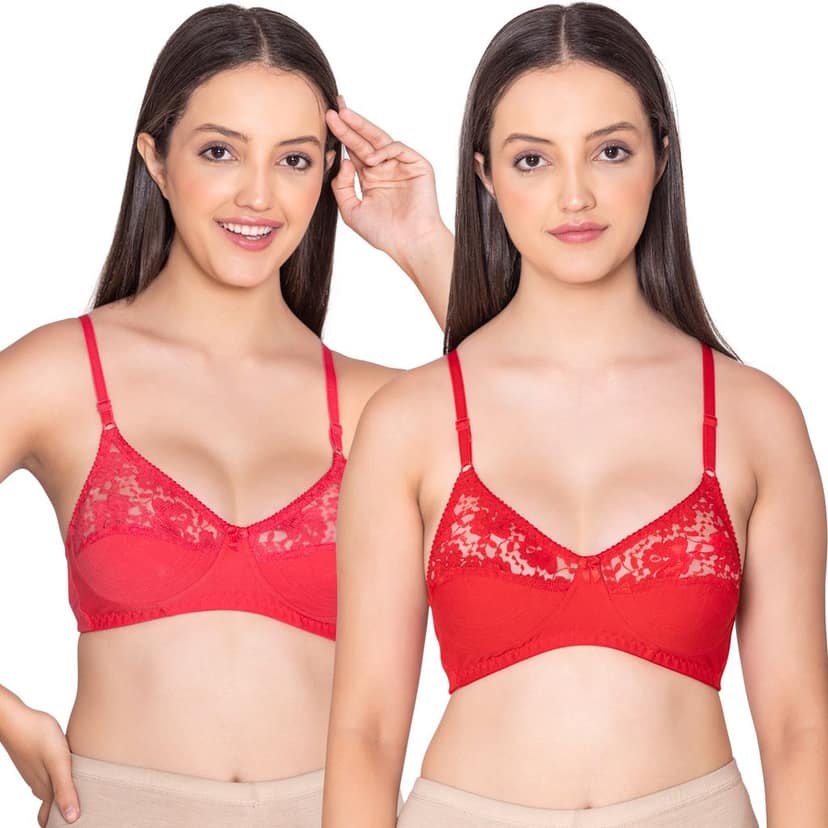 Bodycare polycotton wirefree adjustable straps designer net cup non padded bra-1535BB