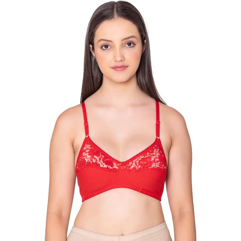 Bodycare polycotton wirefree adjustable straps designer net cup non padded bra-1535BB view 2