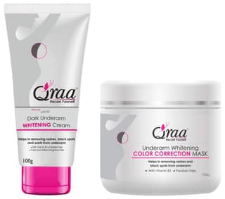 Qraa Advanced Lacto Dark Underarm Whitening Cream, 100g For even toned underarms - Paraben Free & QRAA Underarm Whitening Color Correction Mask For Dark Underarms, 250 g Qraa Advanced Lacto Dark Underarm Whitening Cream, 100g For even toned underarms - P