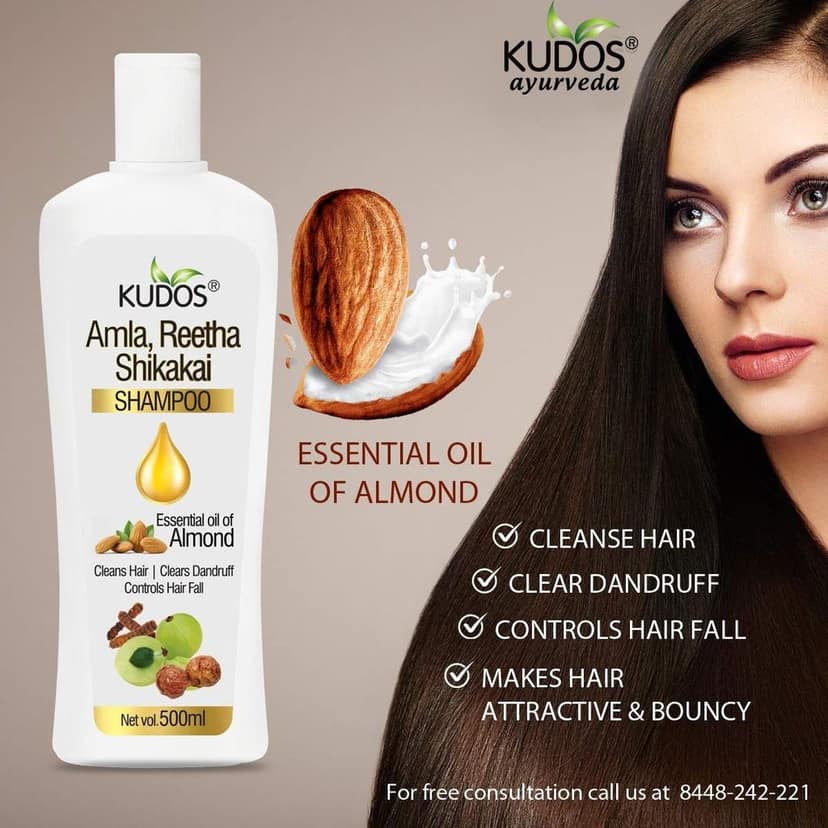 Kudos Ayurveda Amla, Reetha, Shikakai Shampoo (Pack of 2) view 3