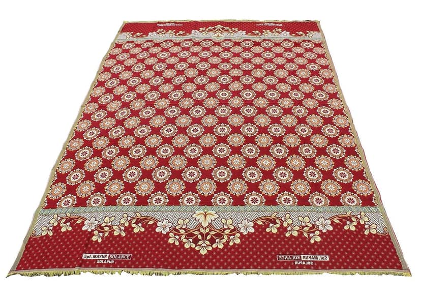 Solance Cotton Mayur Pankh Solapuri Chaddar (Extra Large Double, Red) view 2