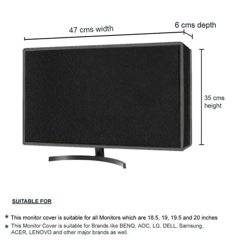 PalaP Super Premium Dust Proof Monitor Cover for LG 19 inches Monitor (Black) view 3