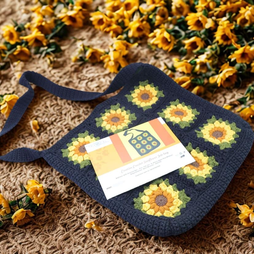 Crochet Sunflower tote bag 1 piece Each [37X80cm] view 3