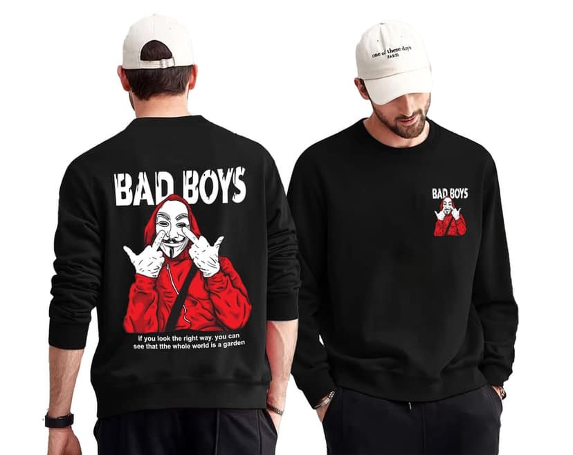 SCOTT FINCHER Men's Fleece "BOD BOY" Graphic Print Sweatshirt : AA(RSSWT)BLACK_117 view 3