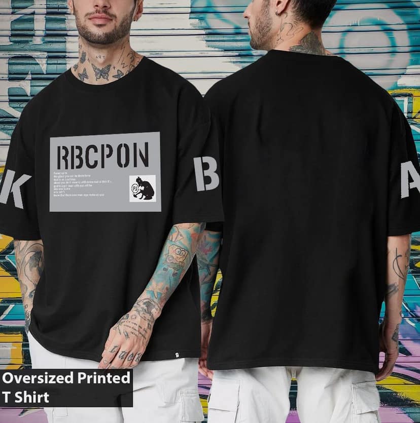Scott Fincher Men's Oversized Halfsleeve Graphic Printed T-Shirt : AA(ARN)BLACK_80 view 2