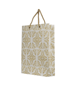 Luxury Golden Damask Paper Gift Bag with Rope Handles