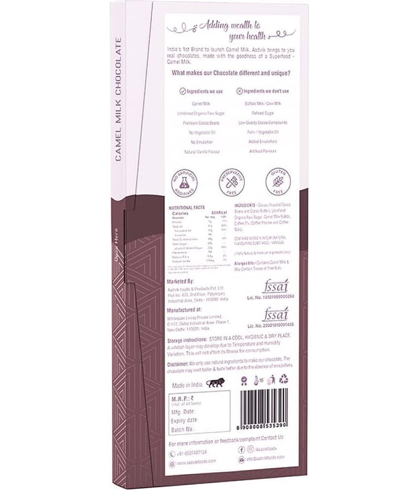 Aadvik Camel Milk Chocolate Coffee Milk Chocolate 70 g view 2