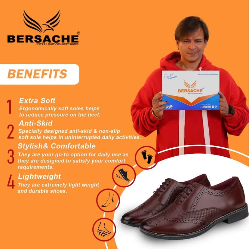 Bersache men Comfortable stylish trending formal shoe Derby For Men's view 2