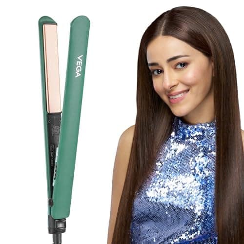 Vega Salon Smooth Hair Straightener for Women with Ceramic Coated Plates, Quick Heatup & Travel Friendly, Travel Lock, Suitable for All Hair Types, 1 Year Warranty, Green (VHSH-42) view 2