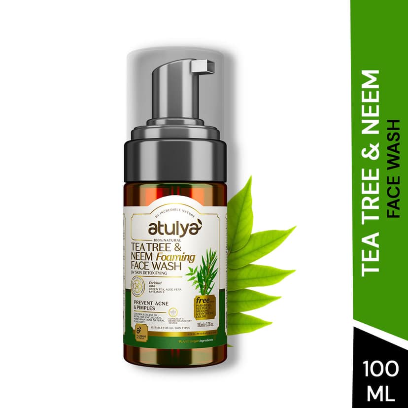 Atulya Tea Tree & Neem Foaming Face Wash With Pump | Prevents Acne - 100ml view 2