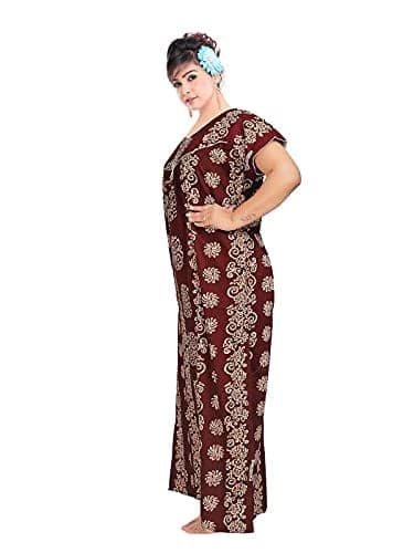 VALENCIA SLEEPWEAR Women's Pure Cotton Printed Maxi Nighty with Pocket Nightdress Night Suit Gown for Women and Girls Nightwear Female for Regular Use Nightgown Free Size view 2