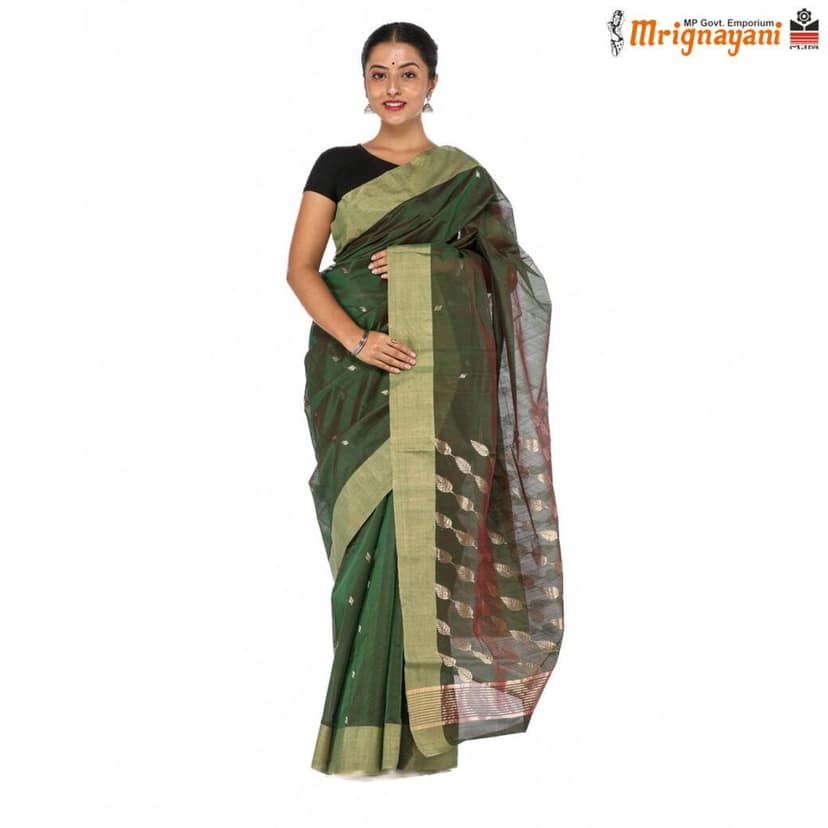 HANDLOOM CHANDERI SILK SAREE WITH BLOUSE (SKU - 1SC102120622 SAREE-1035) view 3