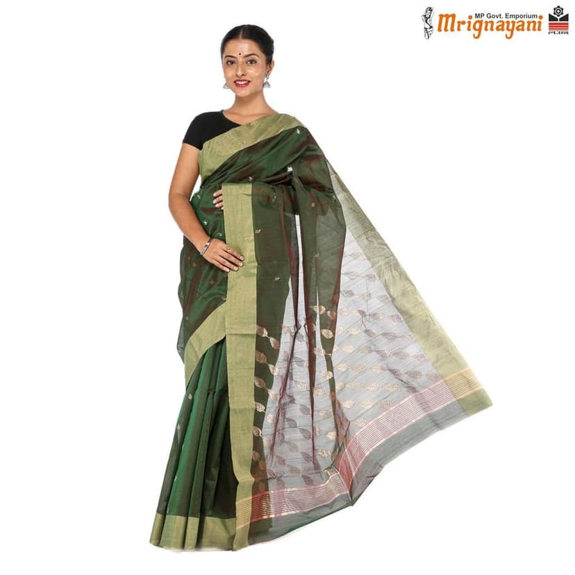 HANDLOOM CHANDERI SILK SAREE WITH BLOUSE (SKU - 1SC102120622 SAREE-1035) view 4