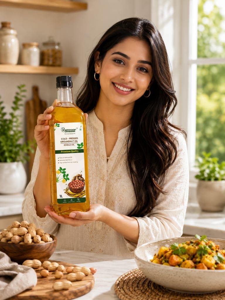 Ramnoor Pure Organic Cold Pressed Groundnut Oil 1L | Kachi Ghani Peanut Oil | 100% Pure & Natural | Unrefined | Chemical Free | Cooking Oil view 4