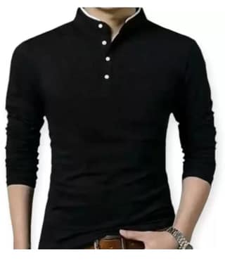 Men's Long Sleeve Polo Shirt Casual Slim Fit Turtleneck Solid Color