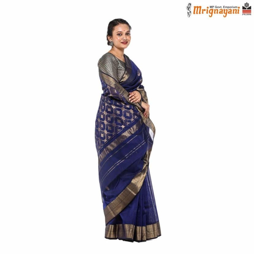 HANDLOOM MAHESHWARI SILK SAREE WITH BLOUSE (SKU - 3S0101180522, SAREE- 1267) view 2