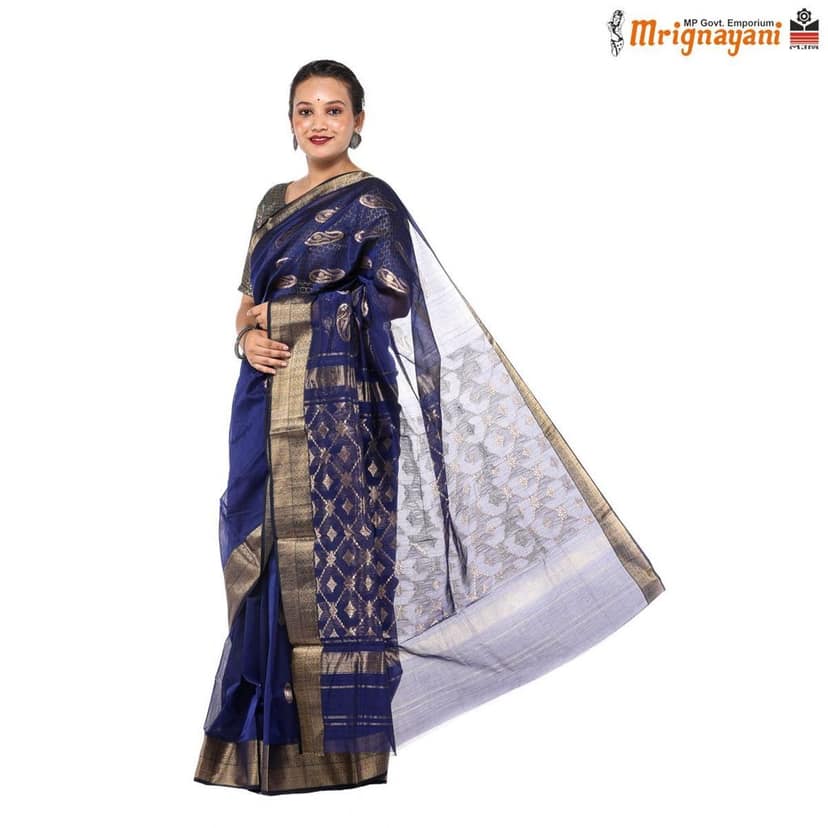 HANDLOOM MAHESHWARI SILK SAREE WITH BLOUSE (SKU - 3S0101180522, SAREE- 1267) view 3