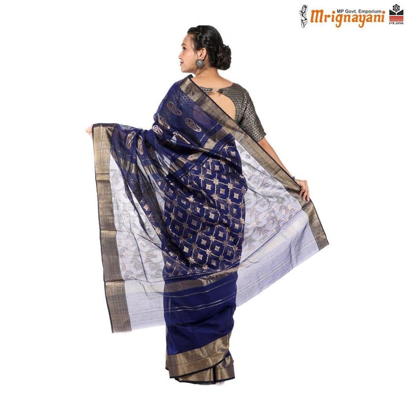 HANDLOOM MAHESHWARI SILK SAREE WITH BLOUSE (SKU - 3S0101180522, SAREE- 1267) view 4