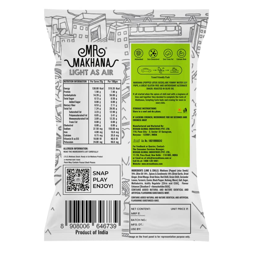 Mr Makhana Lime and Chilli Roasted Makhana 21 g Healthy Snack view 2