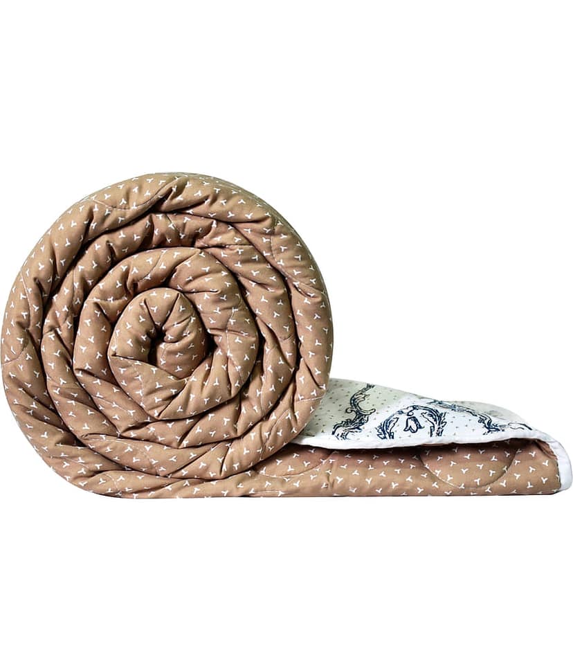 DIVINE CASA Microfiber Floral Printed Single Comforter ( 230 x 140 ) Pack of 1 - Beige view 2