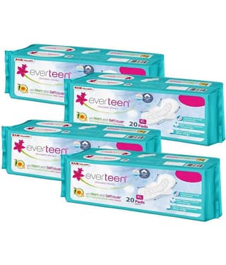 everteen XL Sanitary Napkin Pads Cottony-Dry Top Layer for Women - 4 Packs (20 Pads, 280mm Each)