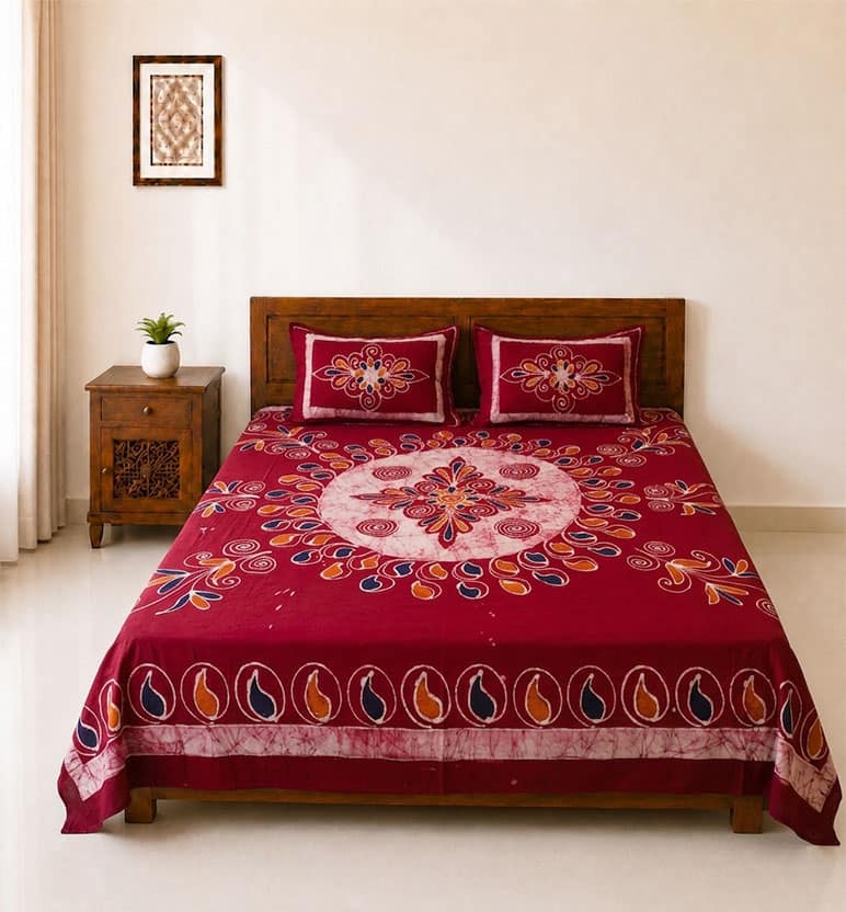Handcrafted Batik Cotton Double Bed Bedsheet
