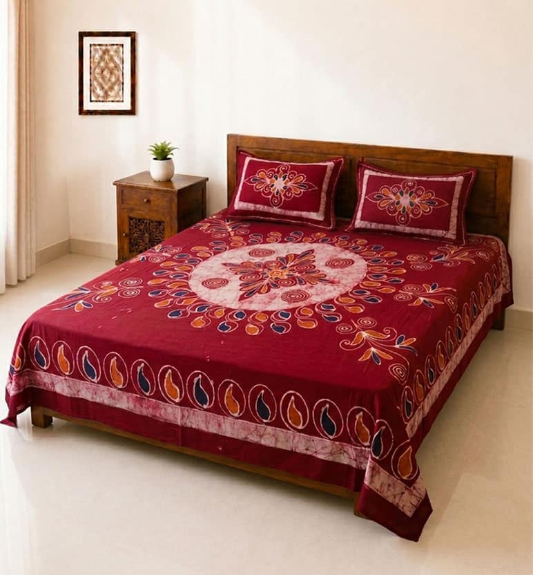 Handcrafted Batik Cotton Double Bed Bedsheet view 2