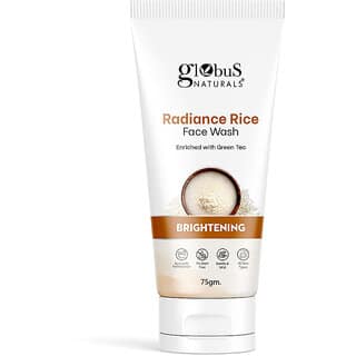 Globus Naturals Radiance Rice Face Wash, Enriched With Green Tea, For Skin Brightening, Suitable For All Skin Types, 75 gm