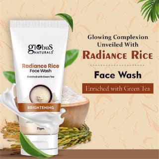 Globus Naturals Radiance Rice Face Wash, Enriched With Green Tea, For Skin Brightening, Suitable For All Skin Types, 75 gm view 2