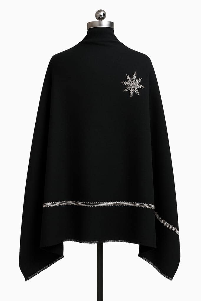 Black Snowflake Shawl - Elegant Winter Wrap