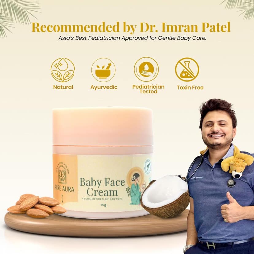 Pure Aura Baby Face Cream 100gm | Ayurvedic & Organic Face Cream for Kids | Infused with Shea Butter & Almond Oil |Chemical-Free | Nourishing & Moisturizing for Sensitive Skin | Safe for Newborns view 2