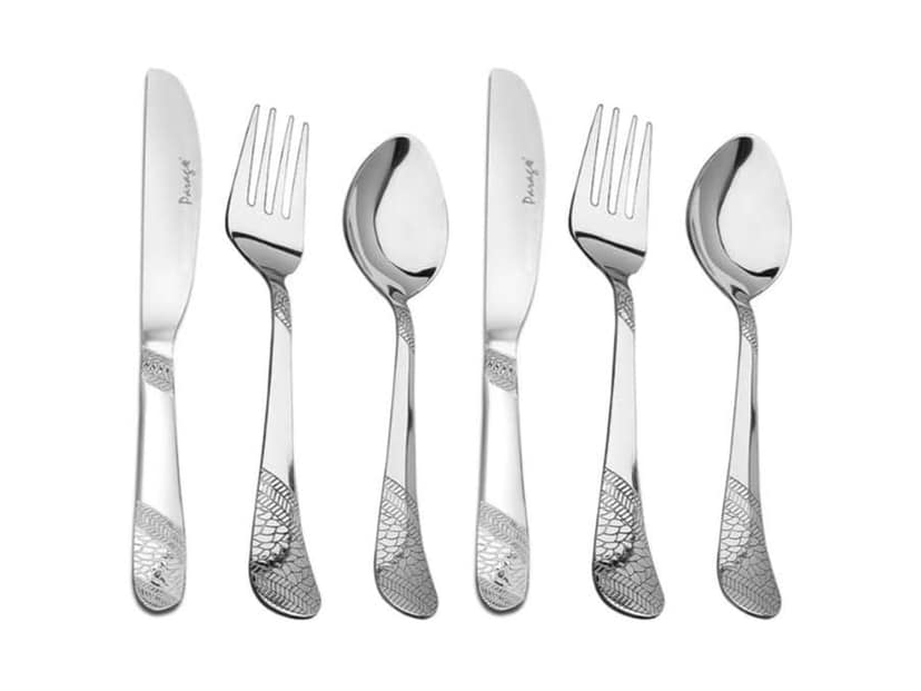 Parage 6 Pieces Premium Stainless Steel 3mm Thick Dinner/Butter Knife, Table Fork, Spoon for Home and Kitchen, Luxury Dining Tableware Gift, Silver
