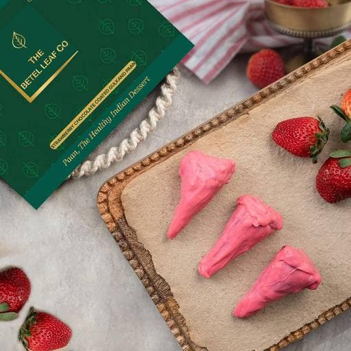 Strawberry Chocolate Coated Gulkand Paan (Pack of 4)