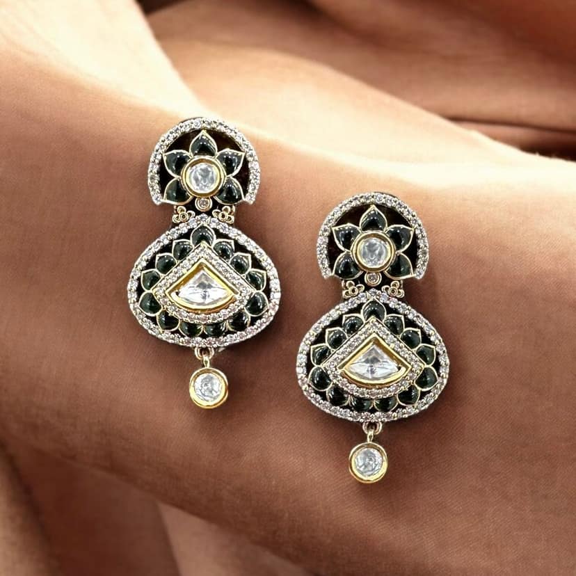 Exquisite Gold-Plated Kundan and Meenakari Choker Necklace Set By Dia Art Jewels view 3