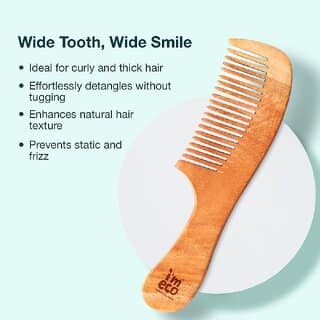 IMECO Neem Wood Combs (Dual Tooth Wide Tooth) Bamboo Paddle Hair Brush Combo (Pack of 3) view 2