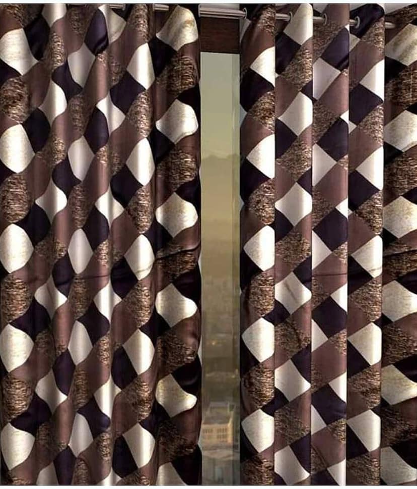 N2C Home Floral Semi-Transparent Eyelet Curtain 7 ft ( Pack of 4 ) - Brown view 2