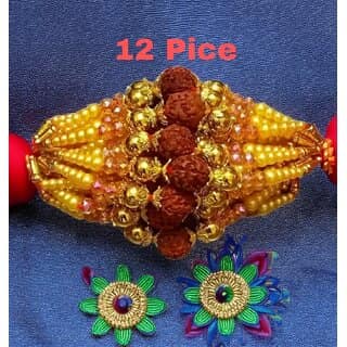 (Pack of 12) CHARKEE Fancy 12 Bhaiya Bhabhi Rakhi (Multicolour)