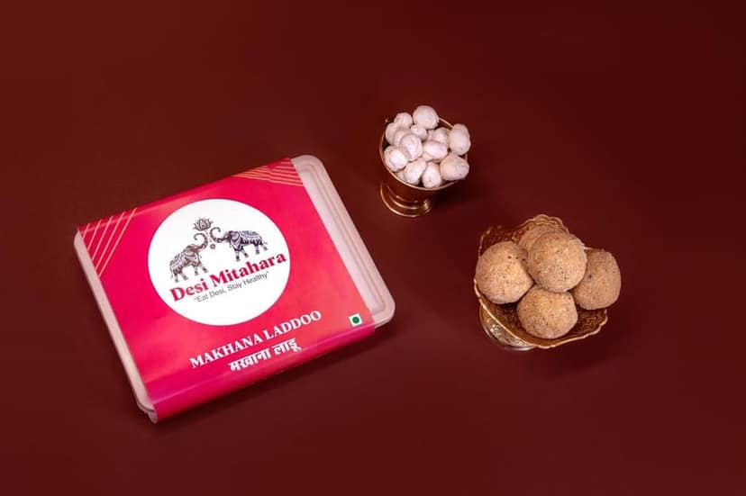 Desi Mitahara's Makhana Ladoo - Made with Makhana, Jaggery & Cow Ghee - Traditional Indian Sweet - Healthy, Nutritious Snack - 360g Pack - No Artificial Colours - Suitable for All Ages view 3