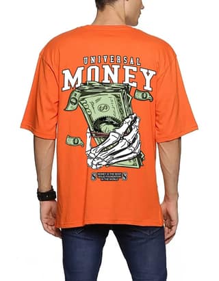 SCOTT FINCHER Men's T-Shirt "Universal Money" with Creative Graphic Design : AA(ARN)ORANGE_220