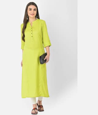 Pistaa - Green Cotton Blend Women's Straight Kurti ( Pack of 1 )