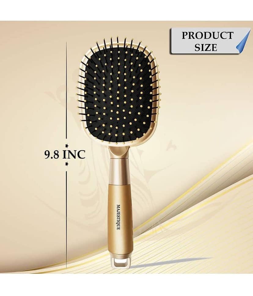 Majestique Detangling Paddle Brush Refresh and Extend for All Hair Types - Pack of 1 (Golden) view 2