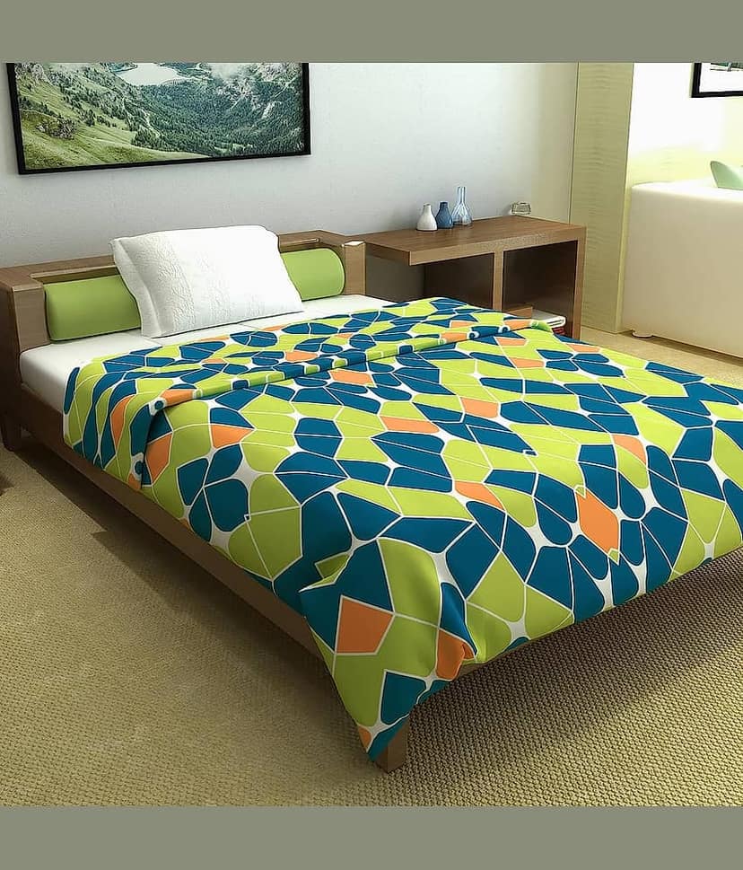 DIVINE CASA Microfiber Geometric Single Comforter ( 230 x 140 ) Pack of 1 - Green view 2