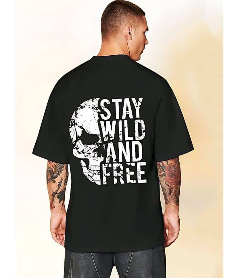 CrazyBee Pack of 1 Cotton Blend Oversized Fit Men's T-Shirt ( Black )